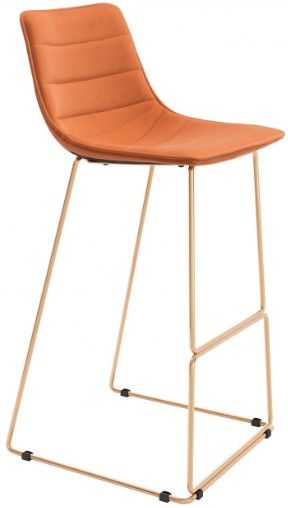 Zuo® Modern Adele 2-Piece Gold/Orange Bar Chairs-0