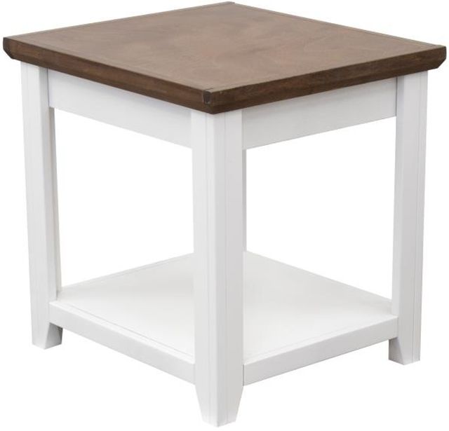 Legends Home Providence Bourbon End Table with White Base-0