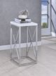 Coaster® Edmund Glossy White Accent Table with X-Cross Chrome Base-3