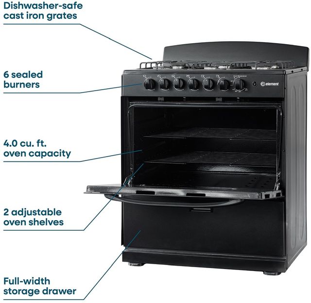 Element® 30” Black Freestanding Gas Range-1