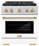 ZLINE Autograph Edition Paramount 30" 4.2 Cu. Ft. Satin Stainless Steel Gas Range with 4 Burner DuoPro™ Cooktop and Convection Gas Oven with White Matte Door and Polished Gold Accents-0