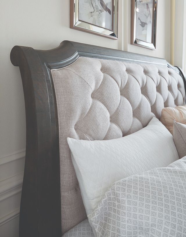 Magnussen Home® Bellamy Beige/Peppercorn King Upholstered Sleigh Bed-3