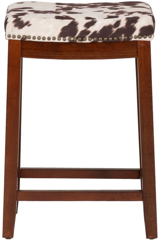 Linon Claridge Brown Cow Counter Stool-1