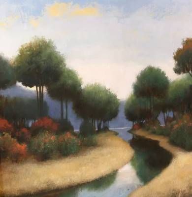 Stylecraft By The Waterways I Beige/Blue/Green/Light Blue/Orange/White Wall Art-1