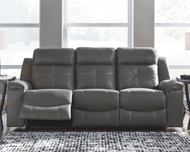Signature Design by Ashley® Jesolo Dark Gray Manual Reclining Sofa-2