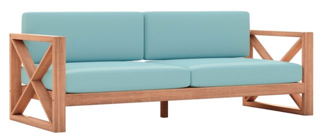 Meridian Furniture Anguilla Sea Blue Fabric Outdoor Accent Sofa-0