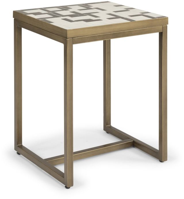 homestyles® Geometric II Bronze End Table with Cream Mosaic Tile Top -0
