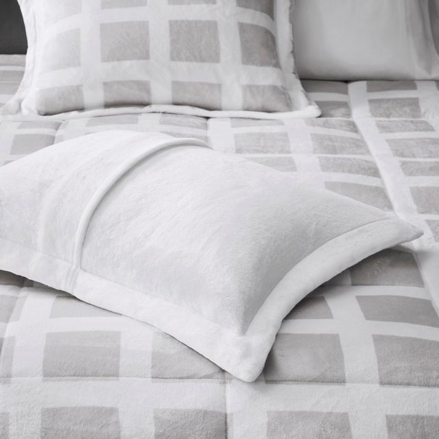 Olliix by Madison Park Mae Grey Twin Plush Comforter Set-3