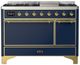 Ilve® Majestic III 48" Midnight Blue Pro Style Dual Fuel Natural Gas Range with Solid Door and Brass Trim-0