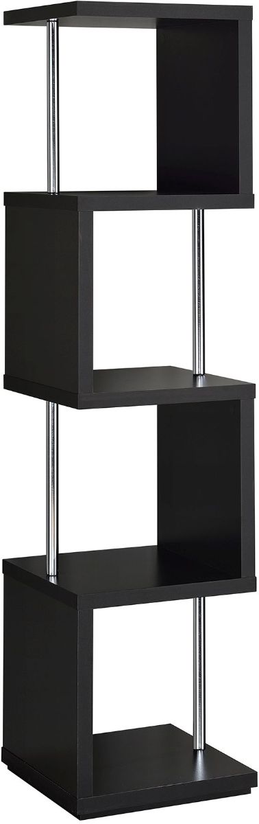 Coaster® Baxter Black/Chrome 4-Shelf Bookcase-0