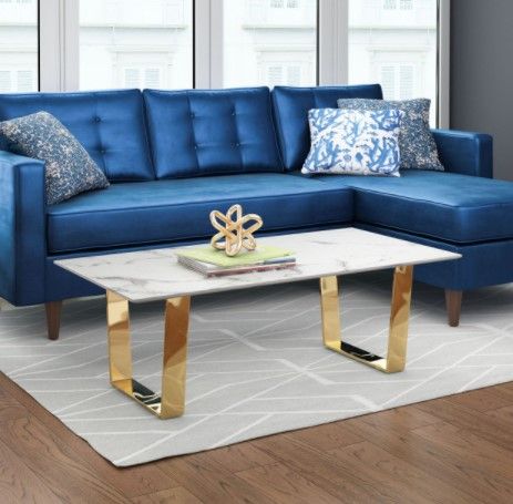Zuo® Modern Atlas White Coffee Table with Gold Base -2