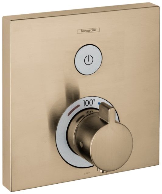 Hansgrohe ShowerSelect Brushed Bronze Square Thermostatic Trim with One Function-0