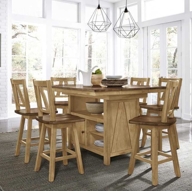 Liberty Furniture Lindsey Farm 7-Piece Brown/Natural Gathering Dining Table Set-1