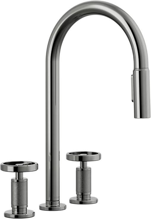 KOHLER® Billet® Vibrant Titanium Kitchen Sink Faucet with 2-Function Sprayhead and Round Handles-0