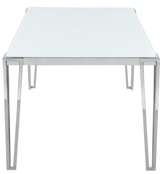 Coaster® Pauline White Rectangular Dining Table with Chrome Metal Leg-2