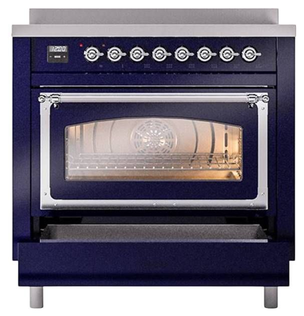 Ilve® Nostalgie II Noblesse 36'' Midnight Blue Pro Style Induction Range with Chrome Trim-3