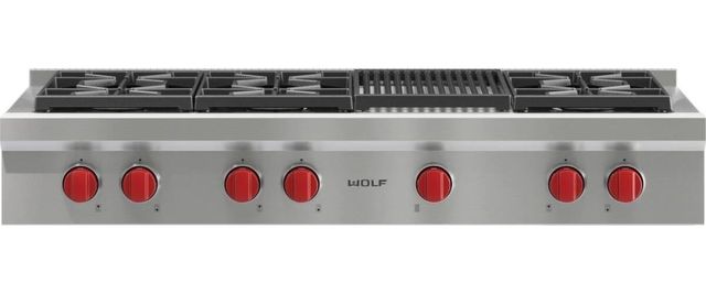 Wolf® 48" Natural Gas Stainless Steel Pro Style Rangetop-0