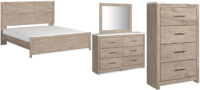 Signature Design by Ashley® Senniberg 4-Piece Light Brown/White King Panel Bed Set-0