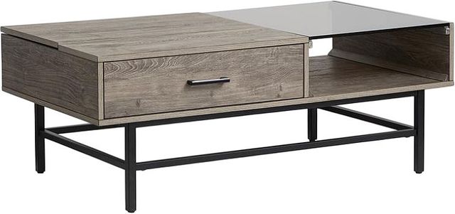 Magnussen Home® Fenwick Whitetail Brown Rectangular Lift Top Cocktail Table with Matte Black Base-0