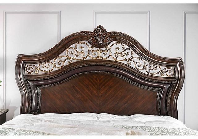 Furniture of America® Menodora Brown Cherry Cal King Panel Bed-2