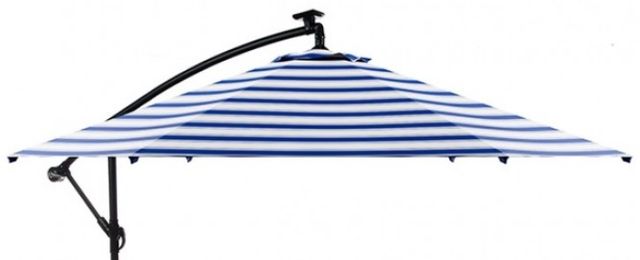 Furniture of America® Glam Blue/White Polyester/Steel Outdoor Cantilever Umbrella with LED-2