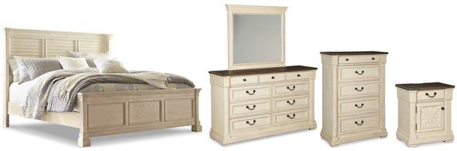 Signature Design by Ashley® Bolanburg 5-Piece Antique White Queen Panel Bed Set-0