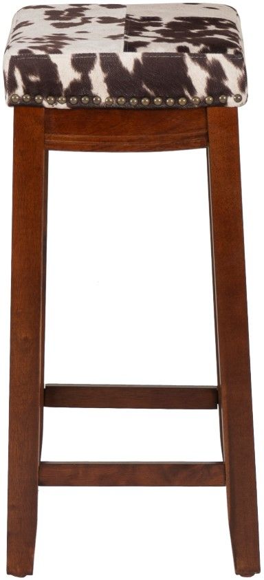 Linon Claridge Brown Cow Counter Stool-3