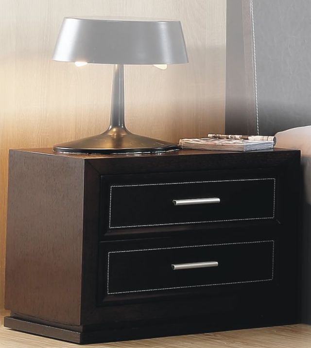 Winners Only® Cavalli Black Oak/Leather Nightstand Furniture Villa
