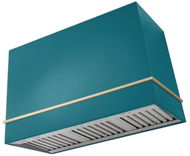 AGA Loge 48" Salcombe Blue Wall Mounted Range Hood with Antique Brass Trim-0