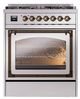 Ilve® Nostalgie II Noblesse 30" Stainless Steel Pro Style Dual Fuel Range with Burnished Trim-1