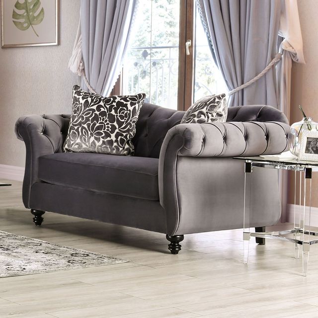 Furniture of America® Antoinette 2-Piece Gray Sofa Set-2