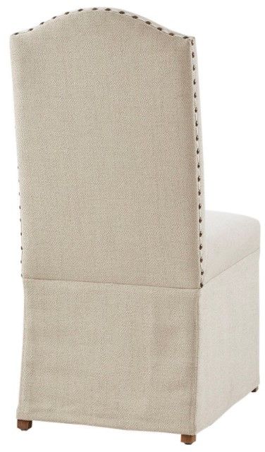 Olliix by Madison Park Foster Set of 2 Beige High Back Dining Chairs with Skirts Set-3