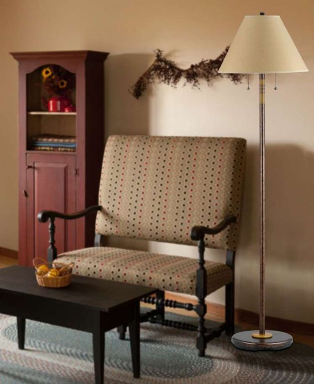 Cal® Lighting & Accessories Soho Beige/Rust Floor Lamp with Pull Chain Switch-2