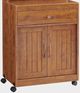 Home Source Industries Oak Microwave Cart with Double Cabinets-1