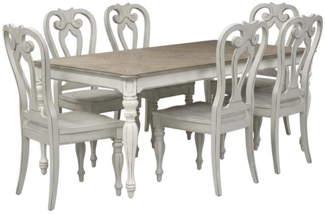 Liberty Furniture Magnolia Manor 7-Piece Antique White/Weathered Bark Optional Rectangular Dining Table Set-0