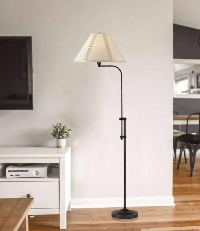 Cal® Lighting & Accessories Dark Bronze/Off-White Floor Lamp with Adjustable Height-2