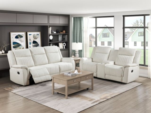 Homelegance® Dean Beige Double Manual Reclining Sofa-1