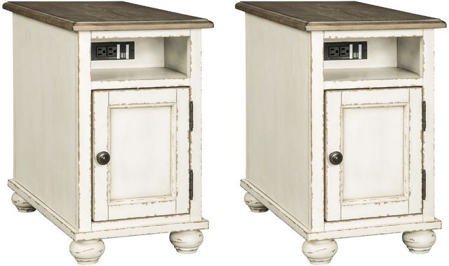 Signature Design by Ashley® Realyn 2-Piece White/Brown Living Room Tables Set-0
