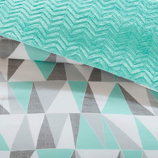 Olliix by Intelligent Design Ellie Aqua Full/Queen Reversible Comforter Mini Set-3