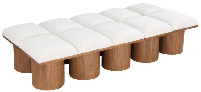 Meridian Furniture Pavilion 10-Piece Cream/Walnut 78" Modular Bench Set-2