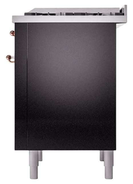Ilve® Nostalgie II Noblesse 36'' Glossy Black Pro Style Dual Fuel Range with Copper Trim-3