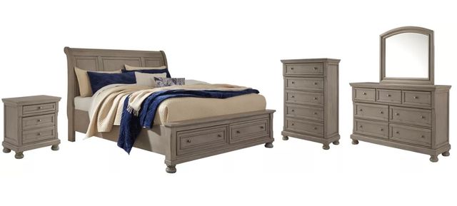 Signature Design by Ashley® Lettner 5-Piece Light Gray California King Sleigh Bed Set-0