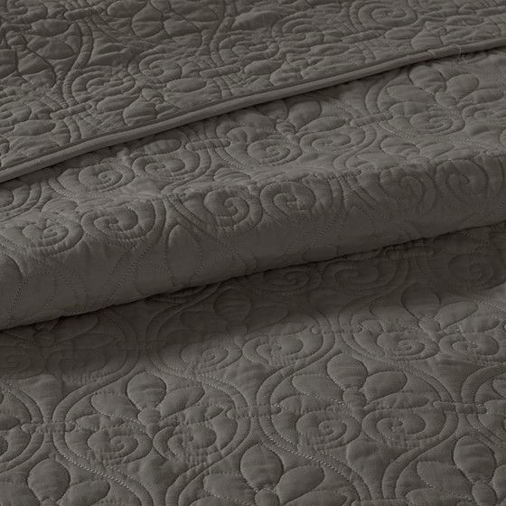 Olliix by Madison Park Quebec Dark Grey Full Reversible Bedspread Set-1