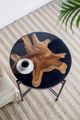 A & B Home Brown Round Coffee Table with Black Frame-4