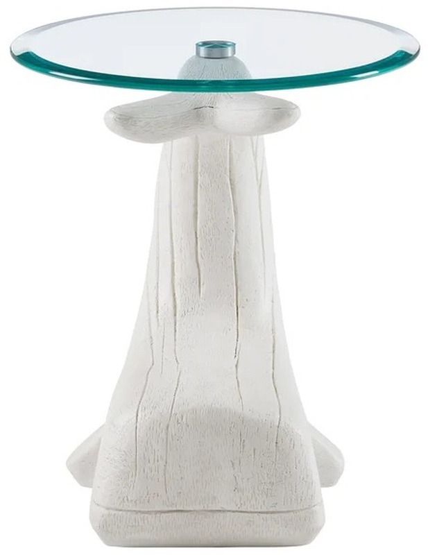 Powell® Wally The Whale Glass Top Side Table with White Base-3