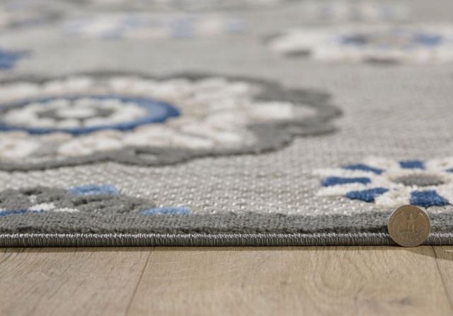 KAS Rugs Calla Blue/Gray Suzani 5'x7' Area Rug-3