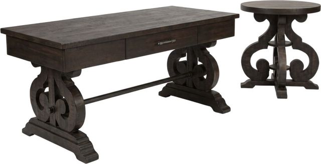 Elements International Stone 2-Piece Smokey Walnut Occasional Table Set-0