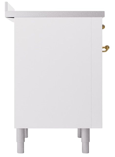 Ilve® Nostalgie II Noblesse 36'' White Pro Style Induction Range with Brass Trim-2