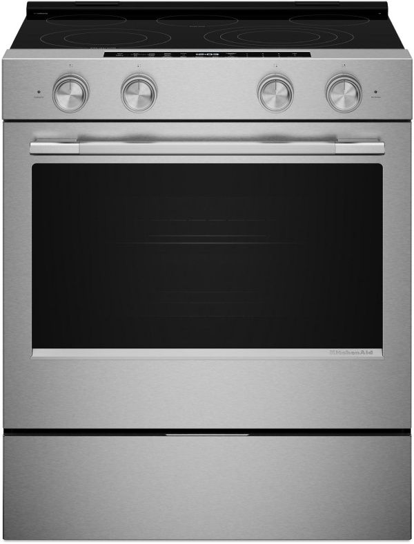 KitchenAid® 30" PrintShield™ Stainless Steel Slide-In Electric Range with Two Even-Heat™ Hyper Elements and Convection Cooking Modes-0