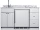 Summit® TurnKey Caldera 63" White Kitchenette with 5 Cu. Ft. Built-In Under the Counter Refrigerator, Induction Cooktop, and Stainless Steel Sink with Faucet -0